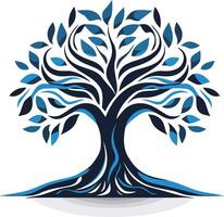 Abstract tree logo design with intricate branches and roots, symbolizing growth, strength, and connection vector