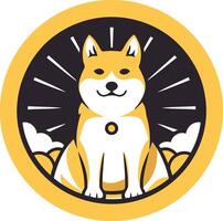 Smiling Shiba Inu in a Yellow Circle vector
