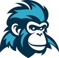 A bold and playful logo featuring a stylized monkey head with a confident expression vector