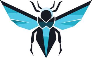 A sleek, modern logo featuring a stylized insect with bold, geometric wings vector