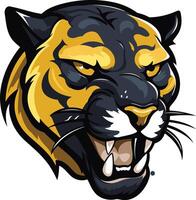 Black and Gold Panther Mascot vector