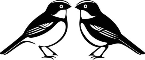 Simple yet elegant silhouette of two birds facing each other, perfect for logo, branding, or decorative purposes vector