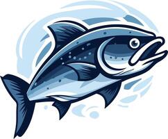 A bold and dynamic illustration of a leaping fish, perfect for branding, logos, and designs related to fishing, seafood, and aquatic themes vector