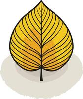 Simple, stylized illustration of a yellow leaf with a subtle shadow vector