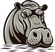 A powerful and striking illustration of a hippopotamus emerging from the water vector
