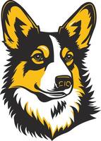 A charming illustration of a welsh corgi's head, perfect for pet-related designs, social media, and branding vector
