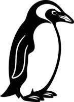 Simple black and white illustration of a penguin, perfect for logos, branding, and designs with a fun and playful touch vector