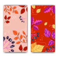 Autumn template background for flyer background poster cover brochure, print, social media . Autumn background with colorful fallen leaves branches and berries creative design. set illustration vector