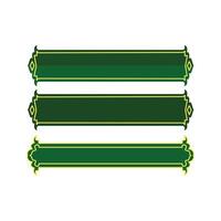 set of three green frames with ribbons on white background. Religion ornament, Muslim frame ornament. Design element design with religion theme vector