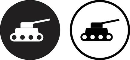 Military tank icon set in two styles . Tank symbol vector