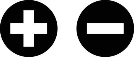 Plus and minus icons in flat design isolated on white background . Positive and negative icons . illustration vector