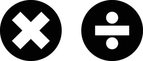 Divide and multiply icons isolated on white background . Math symbols vector