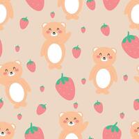 Seamless pattern with cute cartoon bears, for fabric prints, textiles, gift wrapping paper. colorful for children, flat style vector