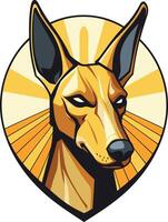 Golden Dog with Sunburst Background vector