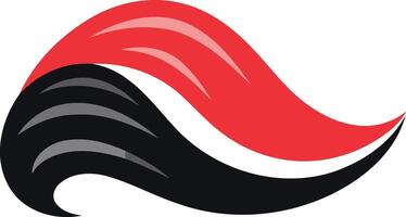 Abstract, dynamic logo design with a modern and sleek aesthetic, featuring a black and red wave vector