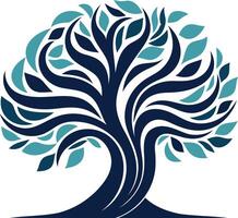Stylized tree logo with blue and teal color scheme vector