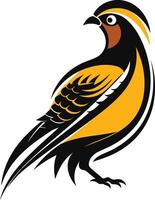 Stylized illustration of a quail in black and yellow, perfect for branding, logos, and nature themed designs vector