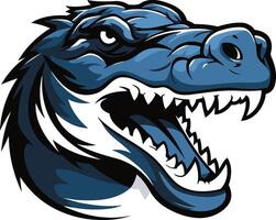 Powerful and menacing alligator mascot head illustration, perfect for sports teams, logos, and branding vector