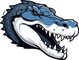 Fierce and detailed blue alligator head mascot illustration, perfect for sports teams, branding, or any project requiring a strong, powerful image vector