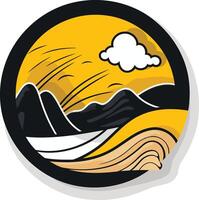 Sunset Over Mountains and Waves vector