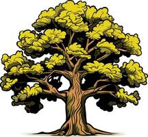 Illustration of a Large Oak Tree vector
