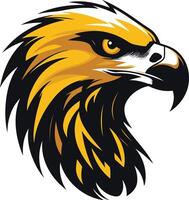 Powerful eagle head logo design in black and gold vector