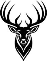 Bold black and white illustration of a stag's head, perfect for branding, logos, and t shirts vector
