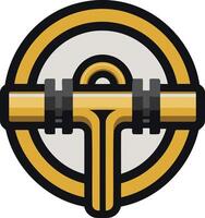 A stylized logo design featuring a gold pipe with a circular outline, perfect for industrial, mechanical, or construction-related businesses vector