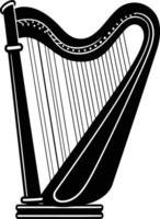 A simple, elegant silhouette of a harp, perfect for musical designs, invitations, and more vector