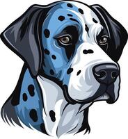 A bold and stylized illustration of a dalmatian dog's head, perfect for branding, pet products, or a fun and playful design element vector