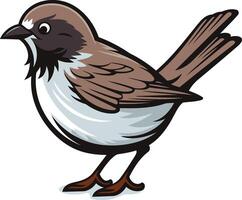 A Cartoon Sparrow with Brown and White Feathers vector
