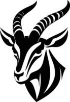 Stylish black and white illustration of an antelope head, perfect for logos, branding, and design projects vector