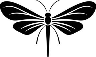 Simple black and white silhouette of a dragonfly, perfect for logos, icons, or branding vector