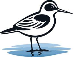 Black and White Illustration of a Wading Bird vector