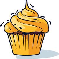 A cheerful cartoon cupcake with a swirl of yellow frosting, perfect for adding a sweet touch to any design vector
