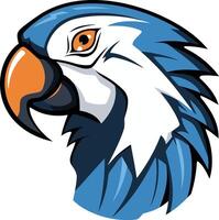 A powerful and dynamic logo featuring a stylized parrot head in blue and white vector