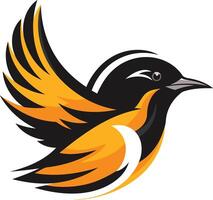 A bold, stylized illustration of a bird in flight, perfect for branding, logos, and mascot designs vector