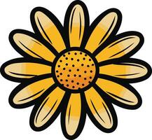A cheerful yellow daisy flower with a black outline, perfect for adding a touch of sunshine to your designs vector