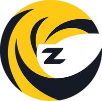 Abstract logo design featuring a stylized z within a circular shape with yellow and black accents vector