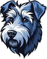 A charming illustration of a scruffy terrier with a soft, blue color palette vector