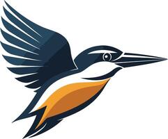 A vibrant, stylized illustration of a kingfisher in flight vector