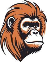 Orangutan Portrait with Intriguing Eyes vector
