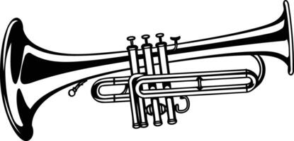 A simple yet elegant line drawing illustration of a trumpet, perfect for adding a musical touch to your designs vector