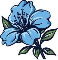 A vibrant blue flower with green leaves, perfect for adding a touch of nature to your designs vector