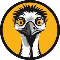 Emu Portrait in a Circular Frame vector