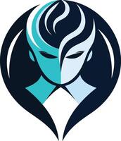 A modern and abstract logo featuring a stylized face with dual colors, symbolizing balance and duality vector