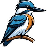 A vibrant illustration of a kingfisher perched on a branch, perfect for nature-themed designs and branding vector