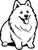 A simple yet charming line drawing of a happy, fluffy dog vector