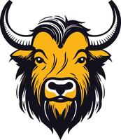 A bold and powerful bison head logo, perfect for branding, merchandise, or any project needing a strong, animalistic presence vector