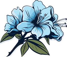 A delicate blue blossom with green leaves, perfect for adding a touch of floral elegance to your design projects vector